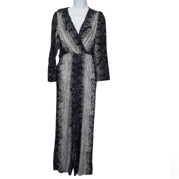 Angie snake printed women casual jumpsuit S gray vacation y2k retro lagenlook - Picture 1 of 10